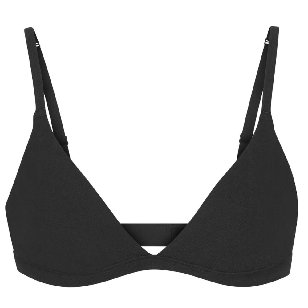 SKIMS Stretch Cotton Triangle Bralette Soot Black